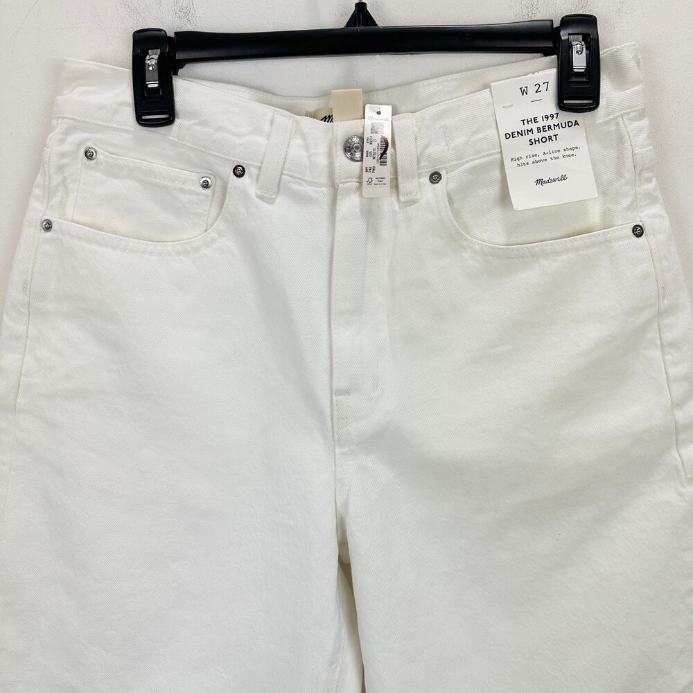 Madewell The 1997 Denim Bermuda Short Pure White Rigid High Rise US 27 NWOT - Picture 8 of 13